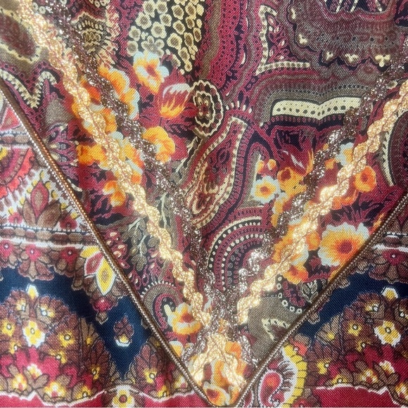 Vintage Carole Little NeoClassical Art-to-Wear Blouse Boho Paisley Tie-Front 10 - Picture 6 of 13